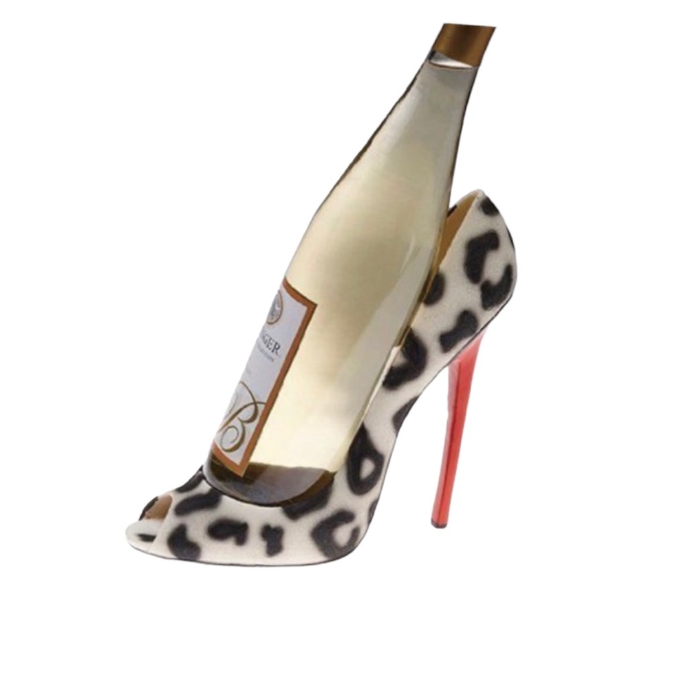 Ceramic Stiletto Shoe Wine Holder Animal Print